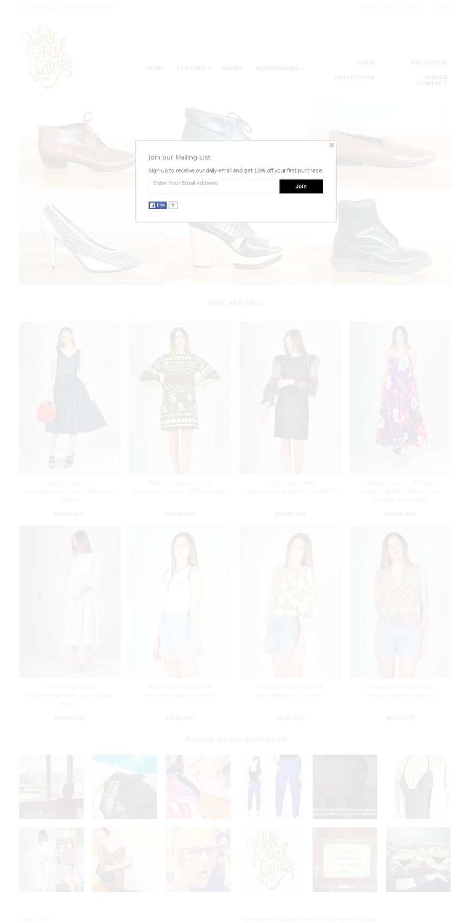 publicschoolvintage.com shopify website screenshot