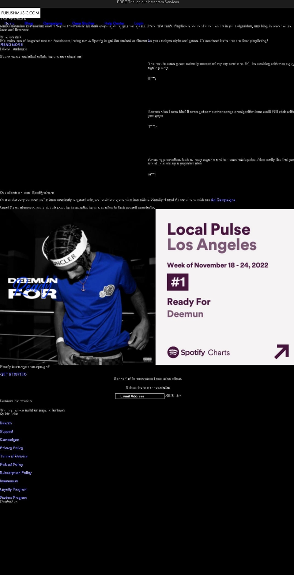 publishmusic.com shopify website screenshot