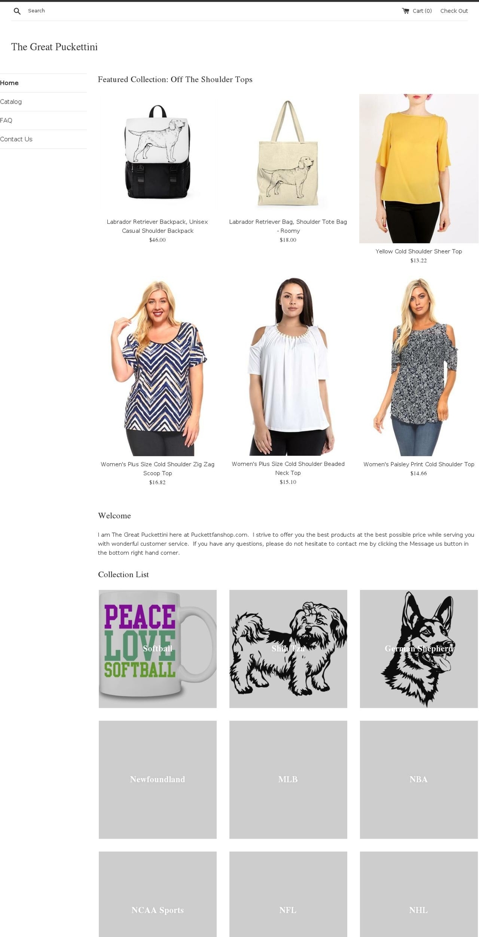 puckettfanshop.com shopify website screenshot