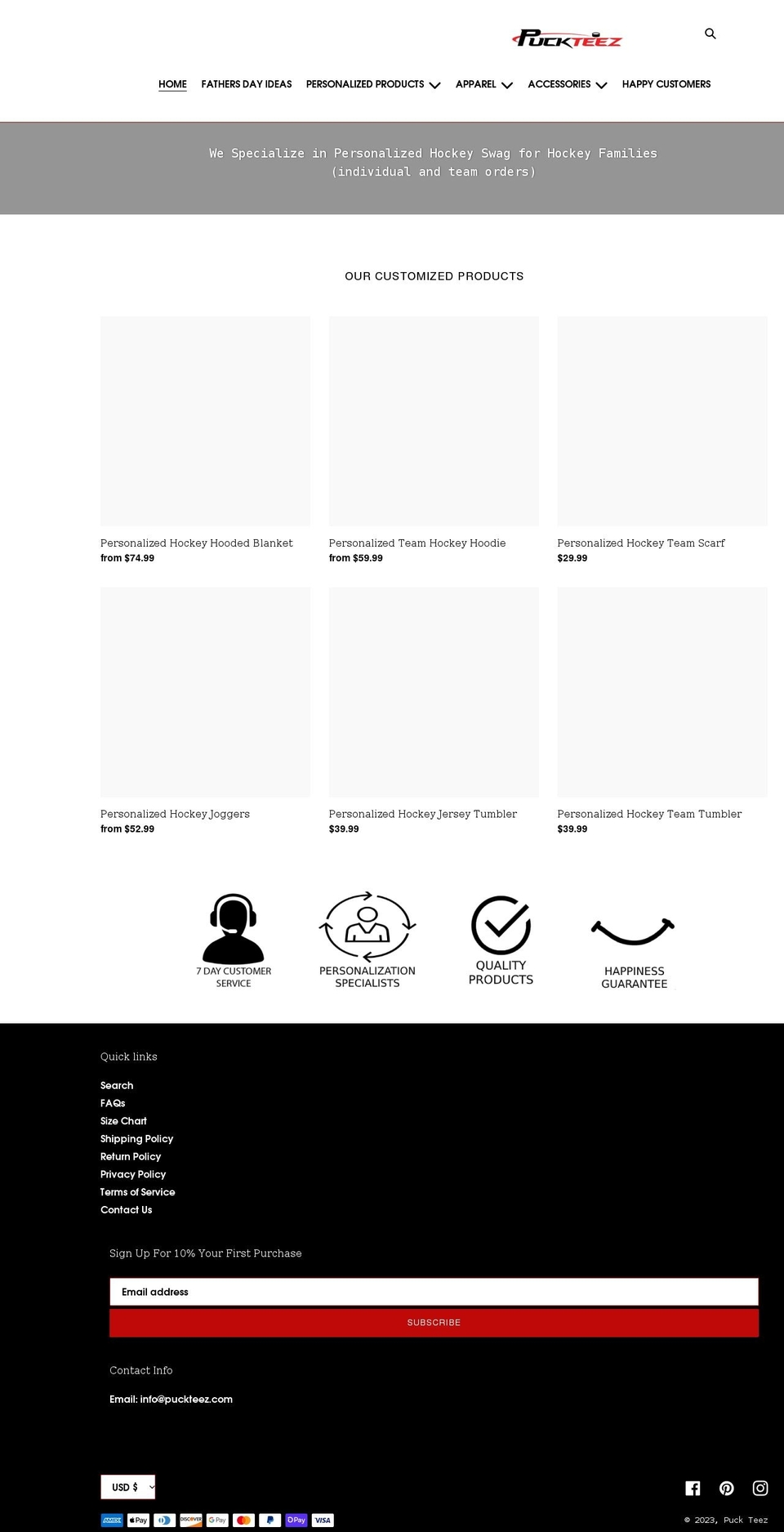 puckteez.com shopify website screenshot