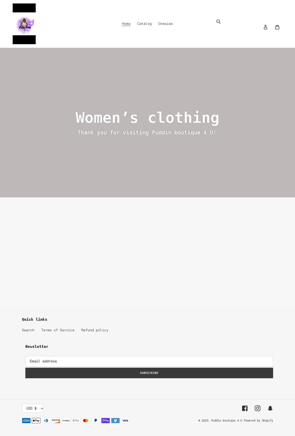puddinboutique4u.com shopify website screenshot