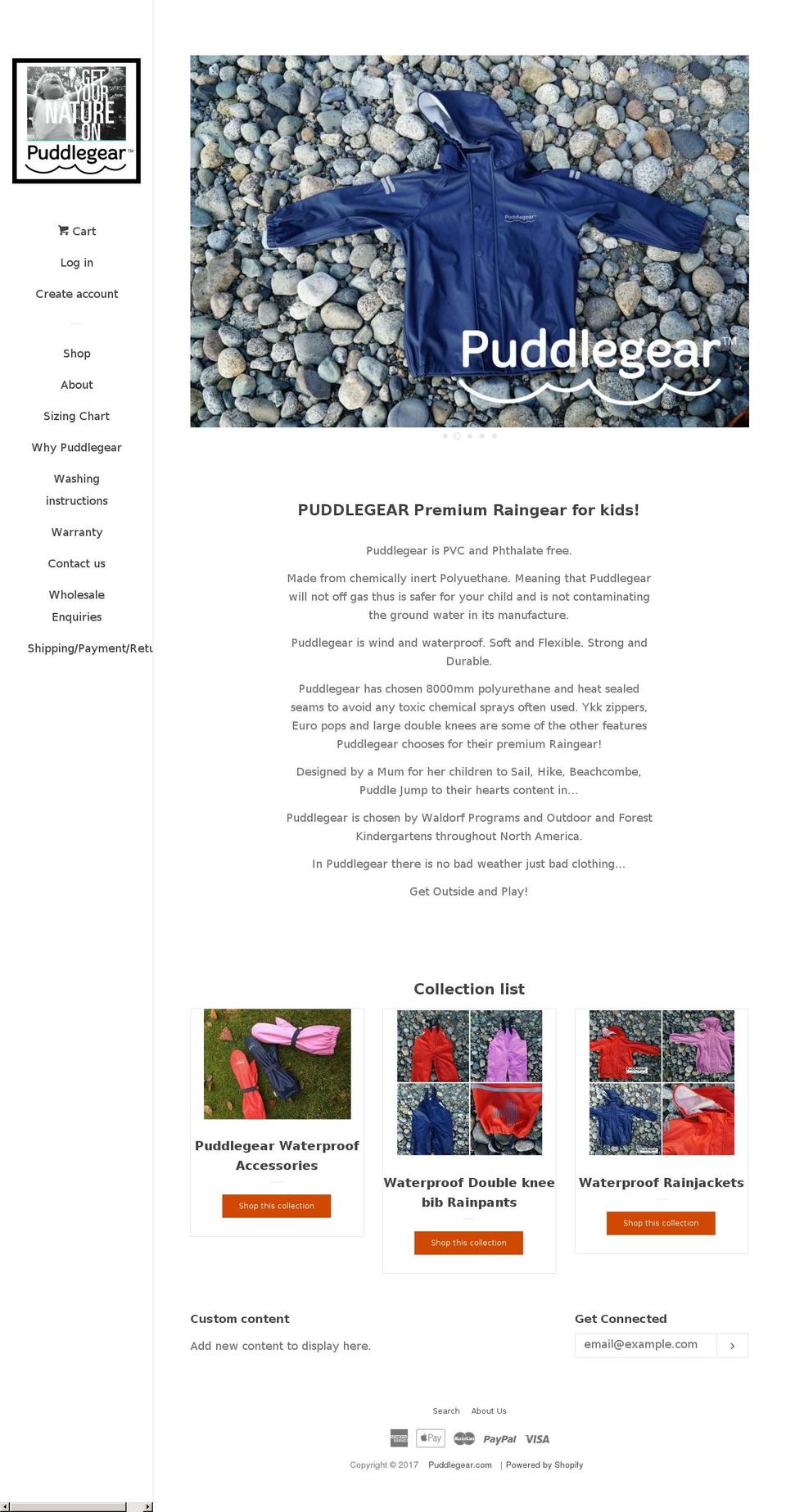 puddlegear.com shopify website screenshot
