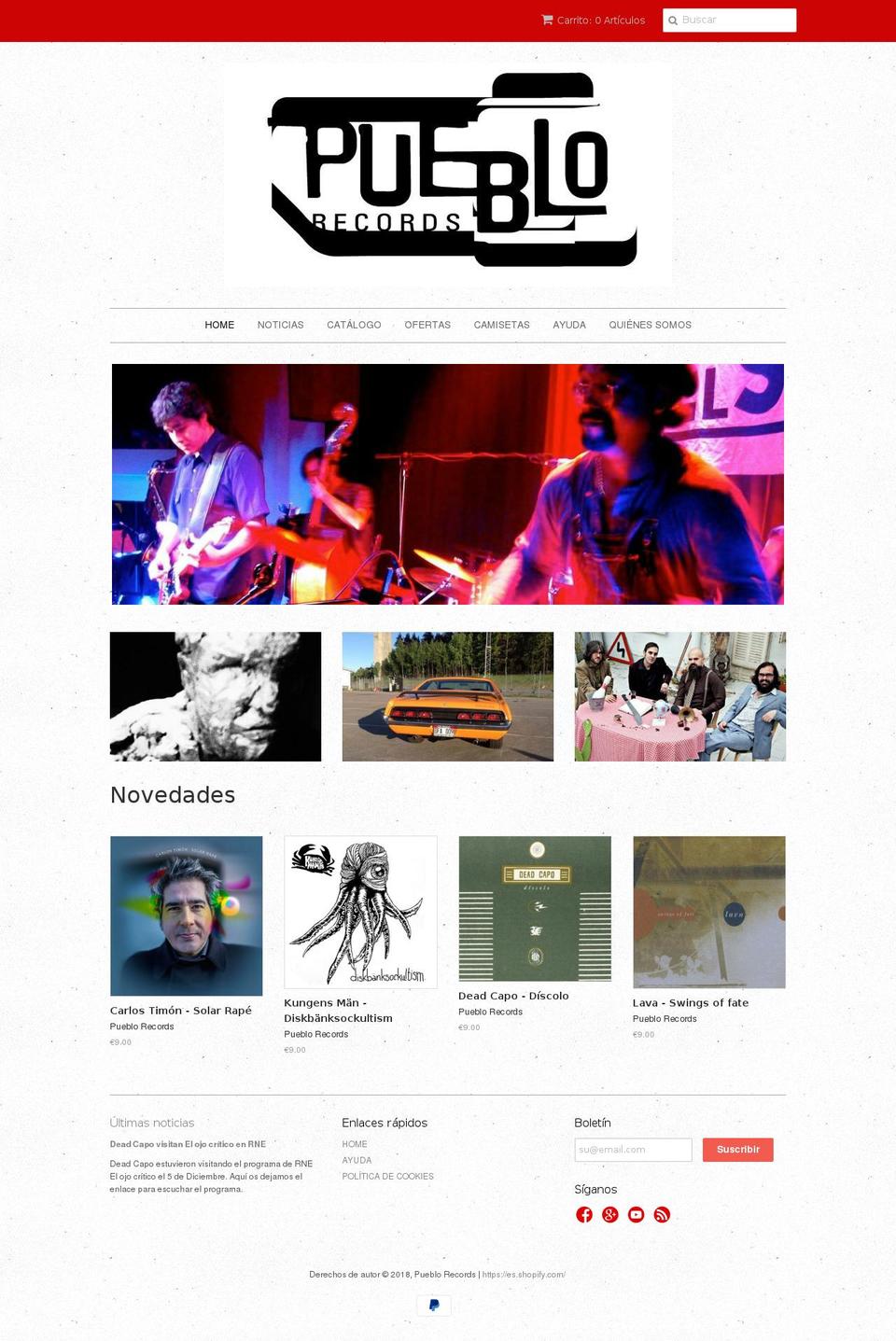 pueblorecords.com — Shopify storefront screenshot