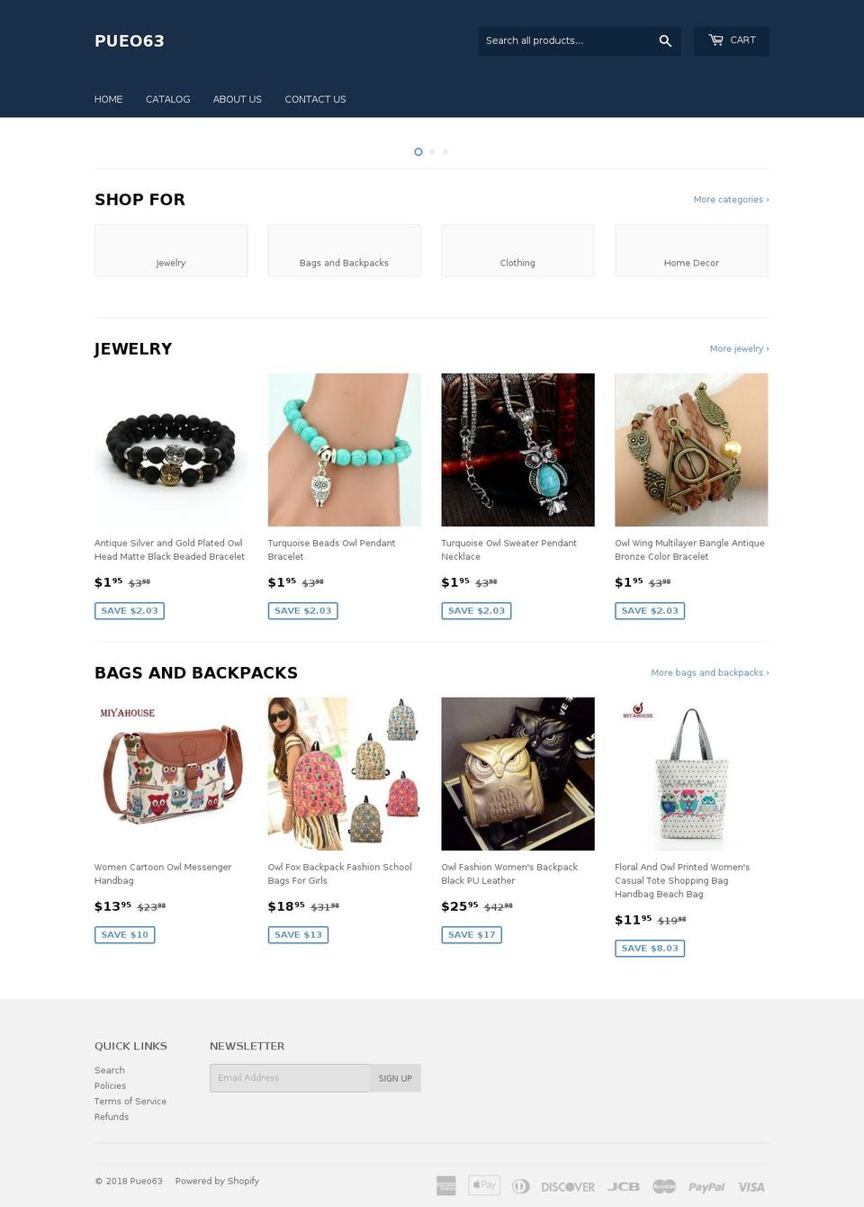 pueo63.com — Shopify storefront screenshot