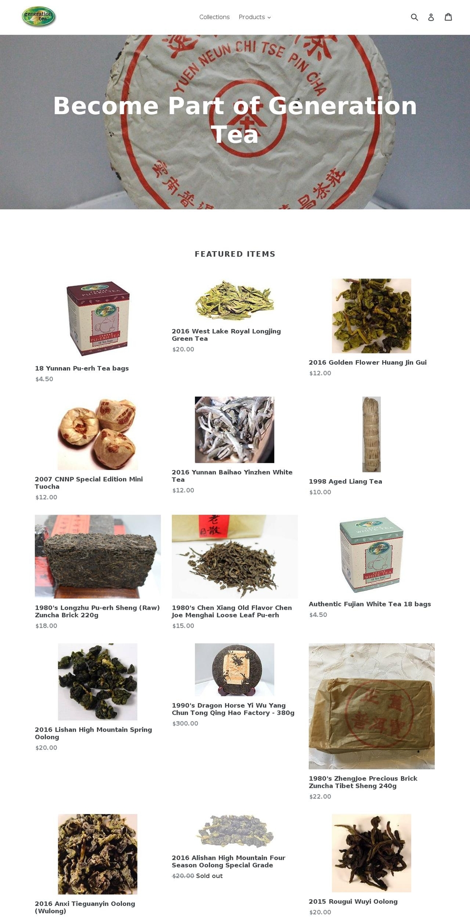 puerhteainvestments.com — Shopify storefront screenshot