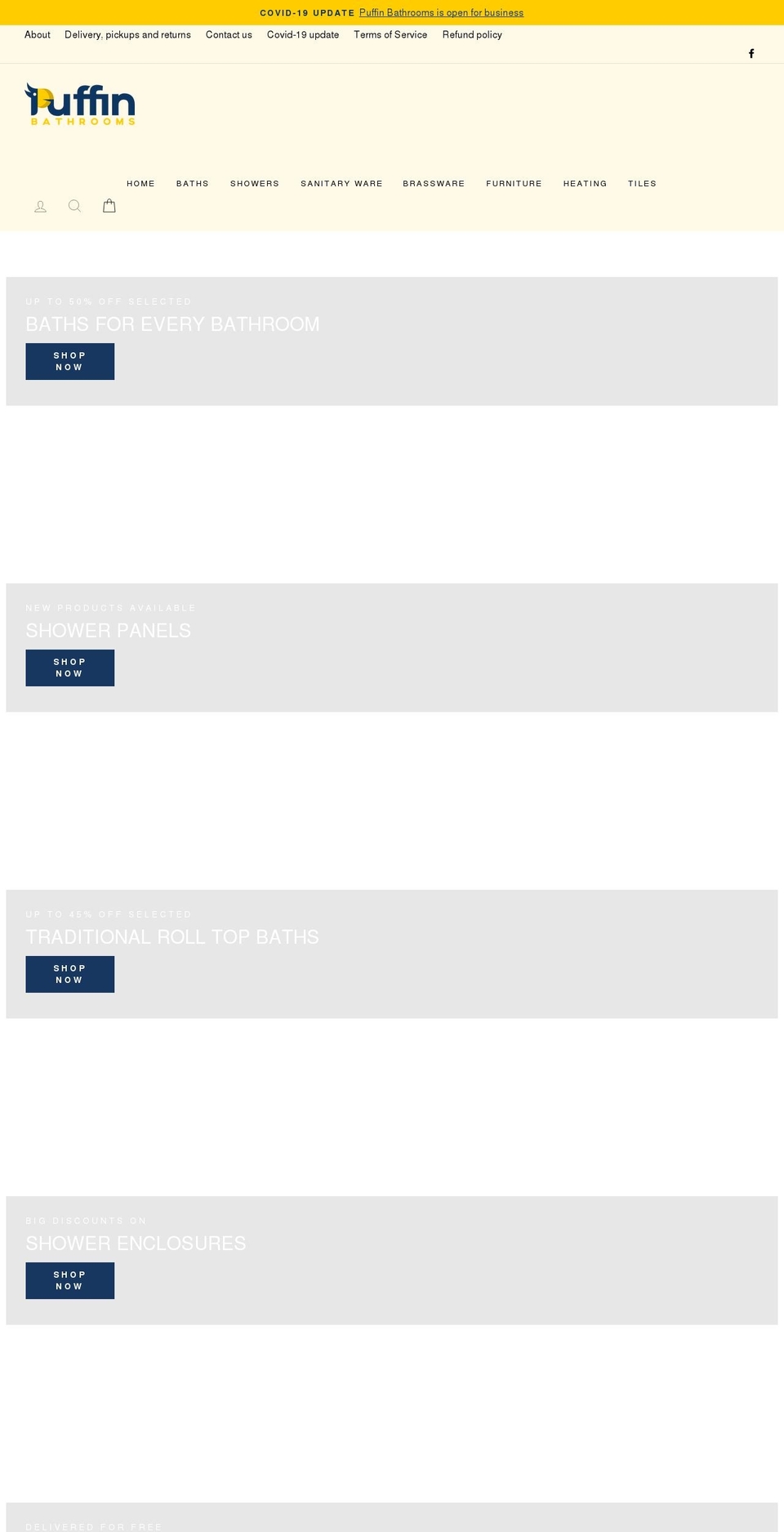 puffinbathrooms.co.uk shopify website screenshot