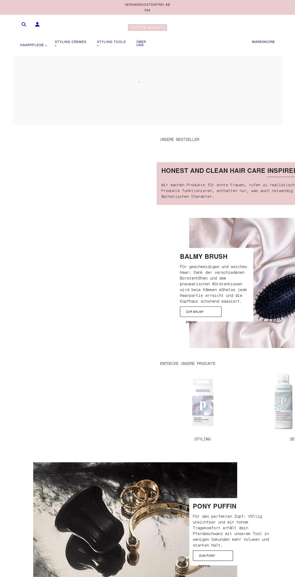 puffinbeauty.com shopify website screenshot