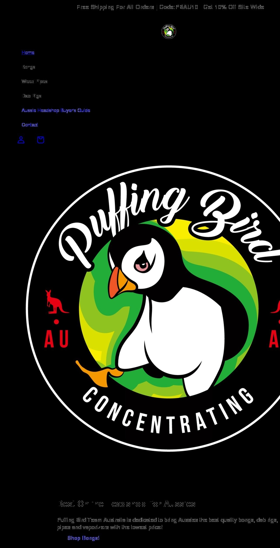 puffingbird.com.au shopify website screenshot