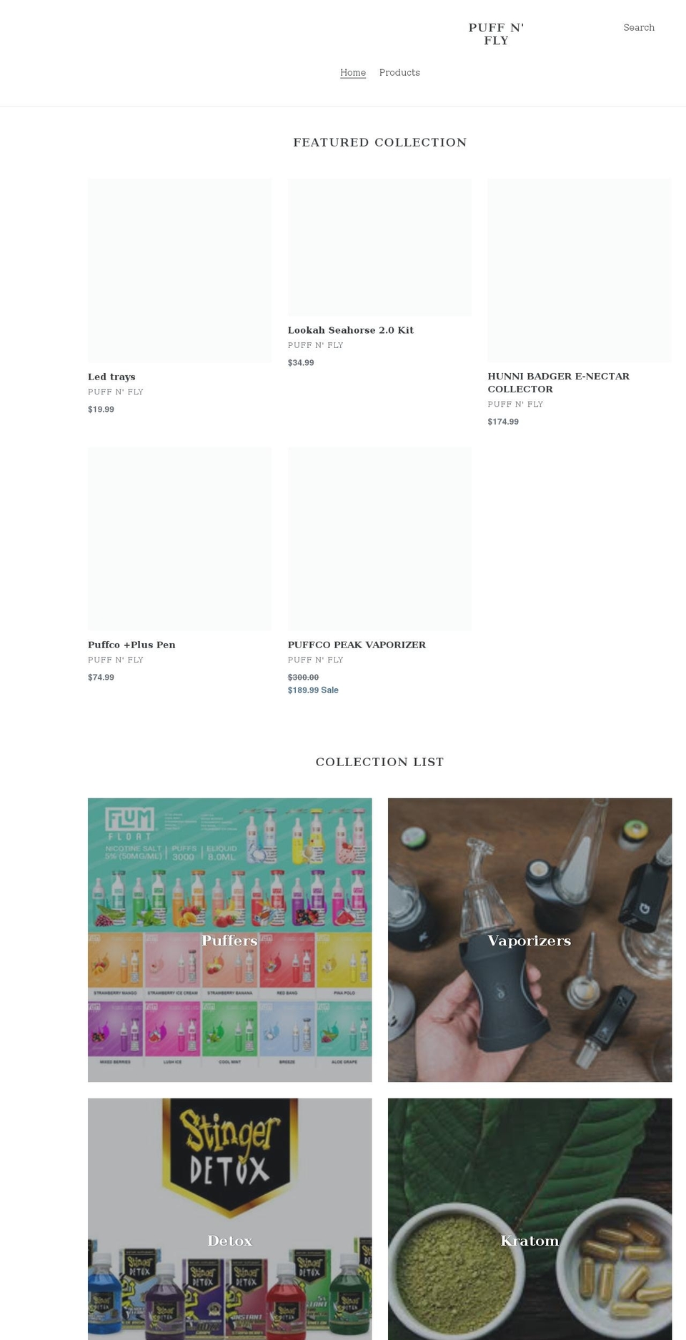 puffnfly.com shopify website screenshot