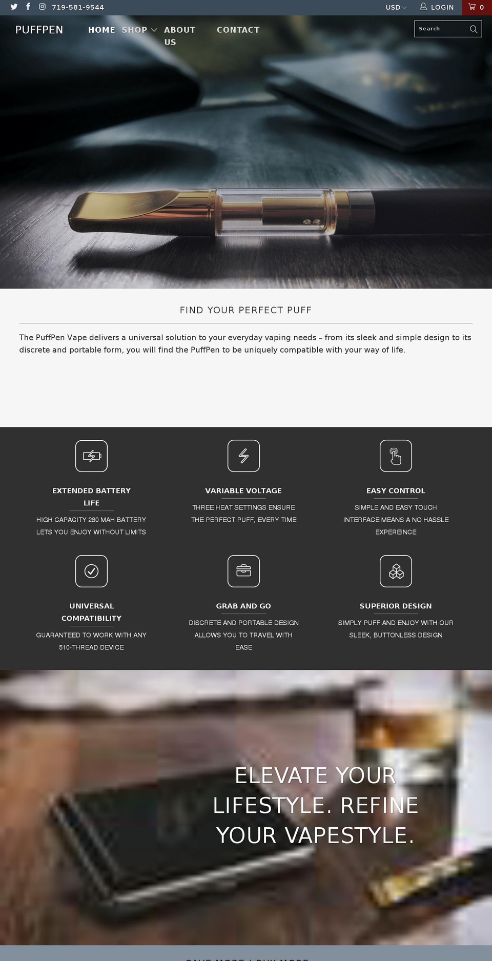 puffpenvapes.com — Shopify storefront screenshot