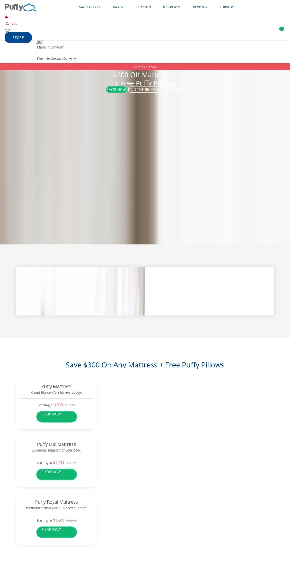 puffy.ca shopify website screenshot
