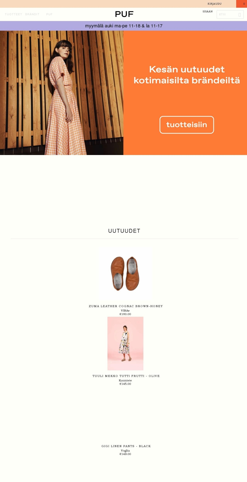 pufstore.com shopify website screenshot