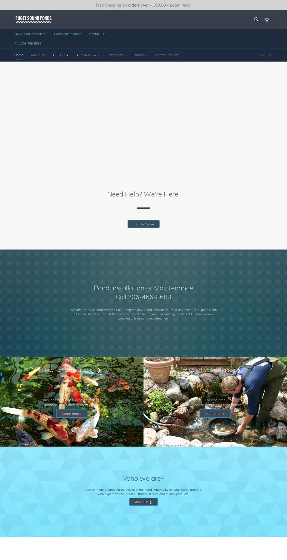 pugetsoundponds.com shopify website screenshot