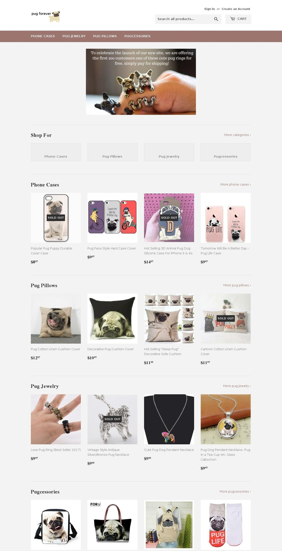 pugforever.com — Shopify storefront screenshot