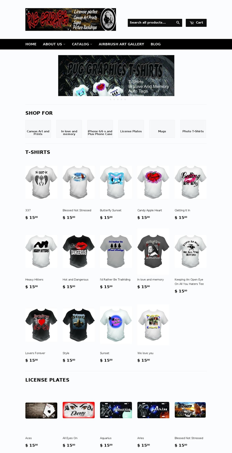 puggraphics.com — Shopify storefront screenshot