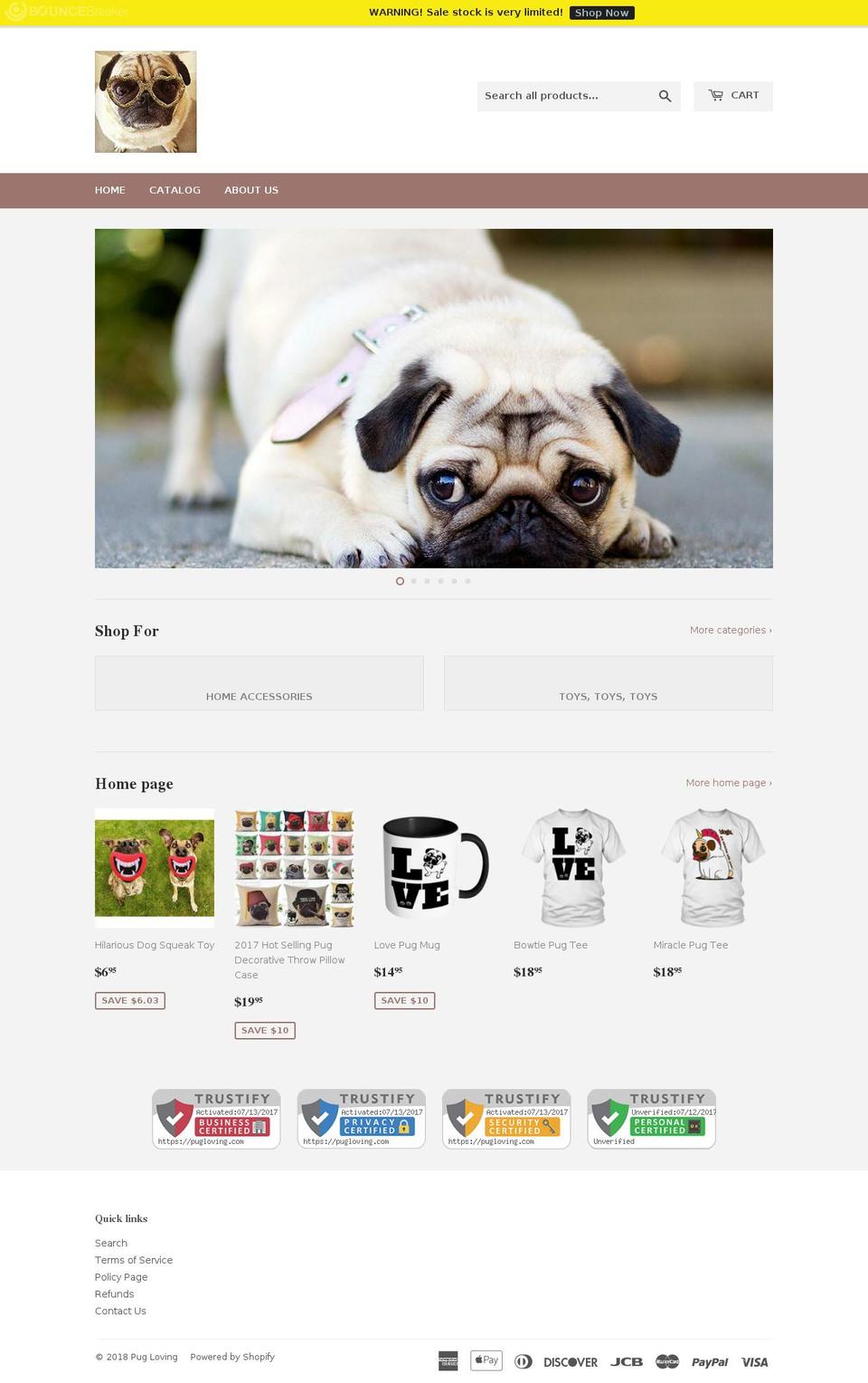 pugloving.com — Shopify storefront screenshot