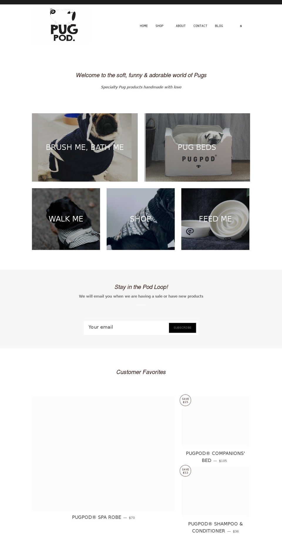 pugpod.com shopify website screenshot