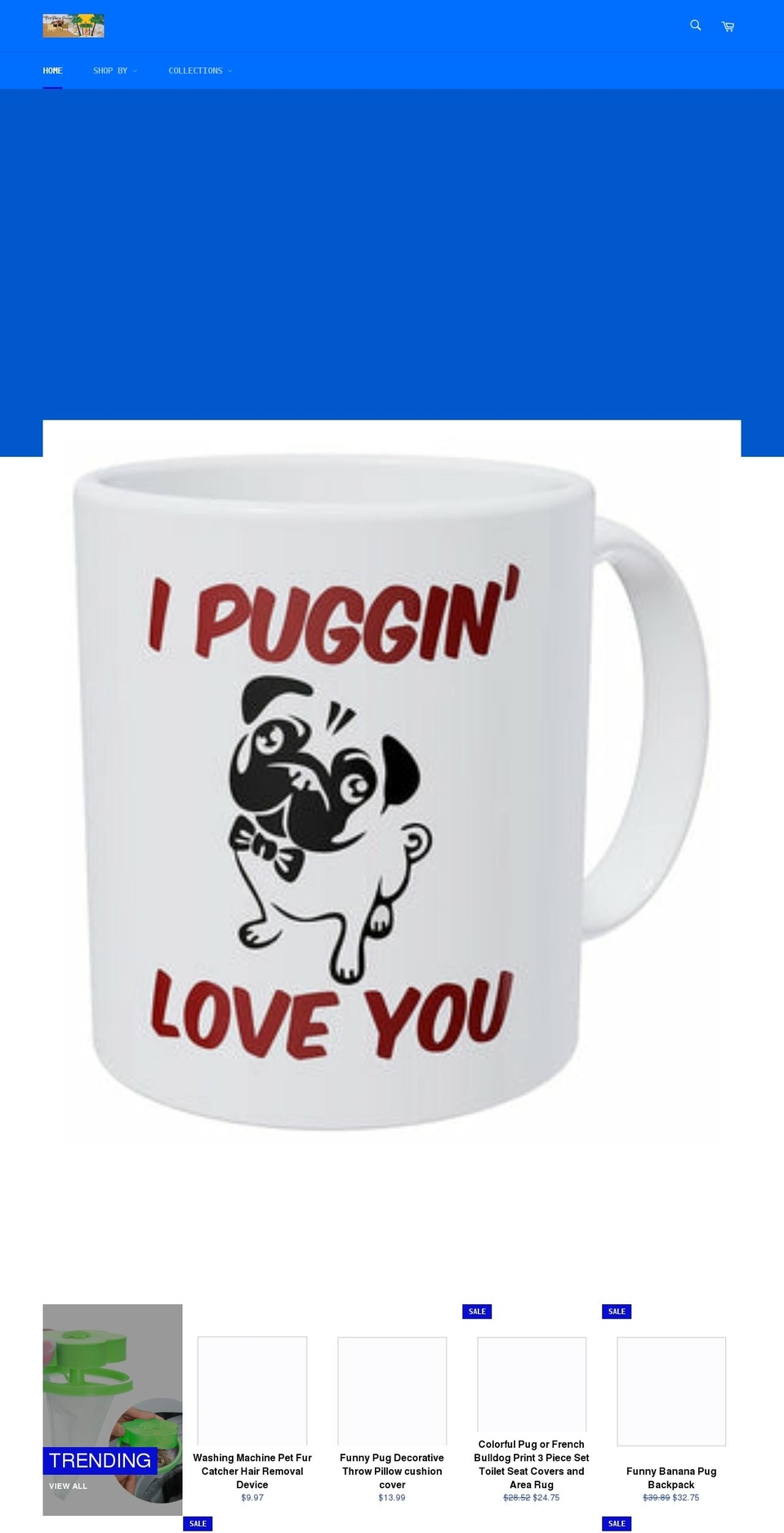 pugsplayinparadise.com shopify website screenshot