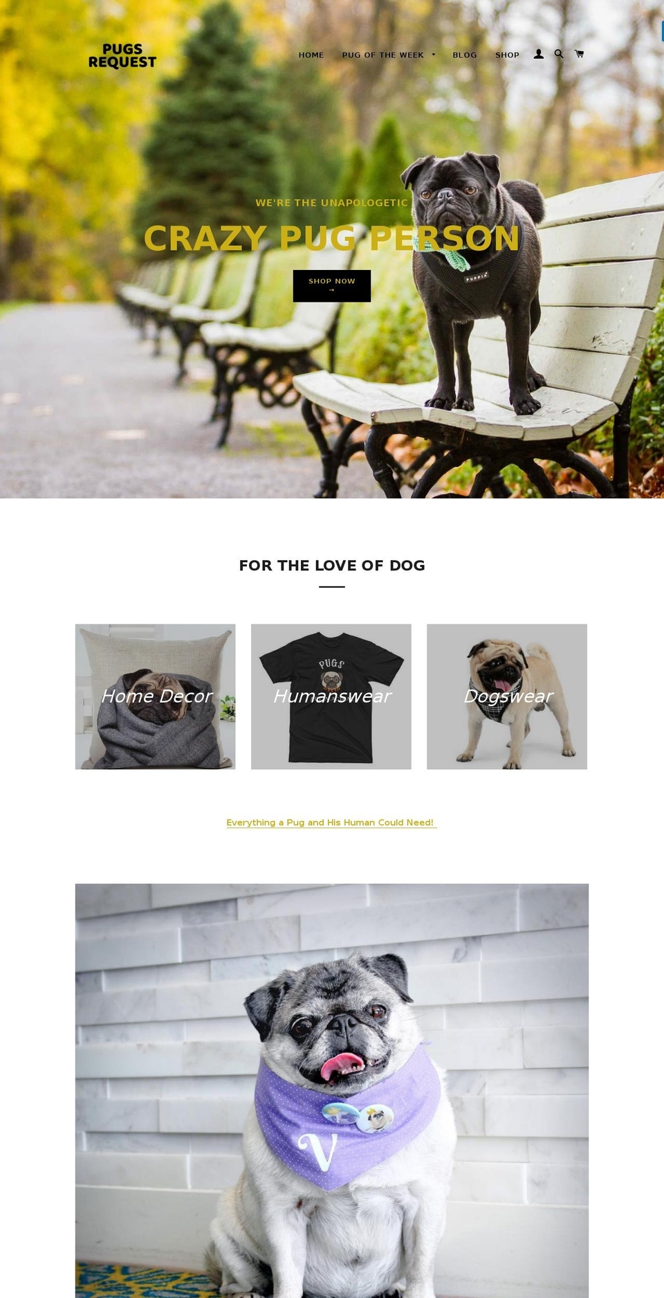 pugsrequest.com — Shopify storefront screenshot