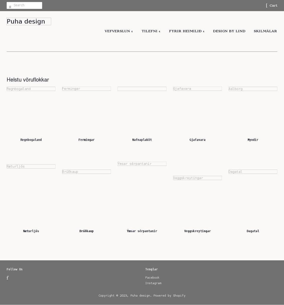 puhadesign.com shopify website screenshot