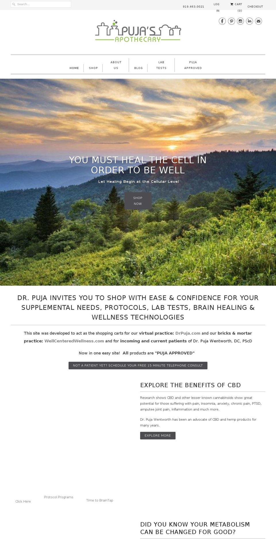pujasapothecary.com shopify website screenshot