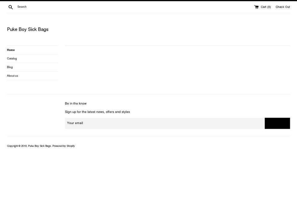 pukeboysickbags.com — Shopify storefront screenshot