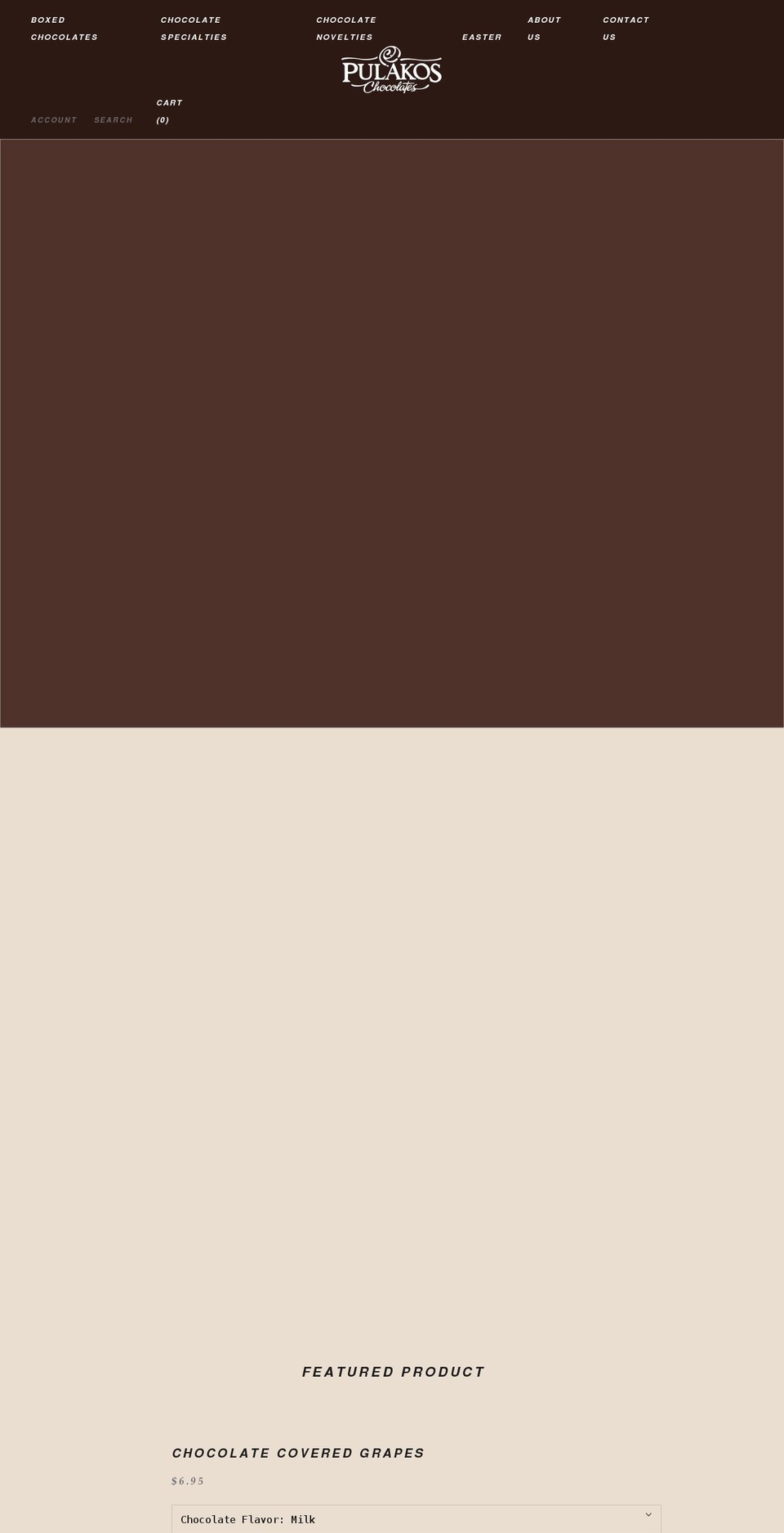 pulakoschocolates.com shopify website screenshot