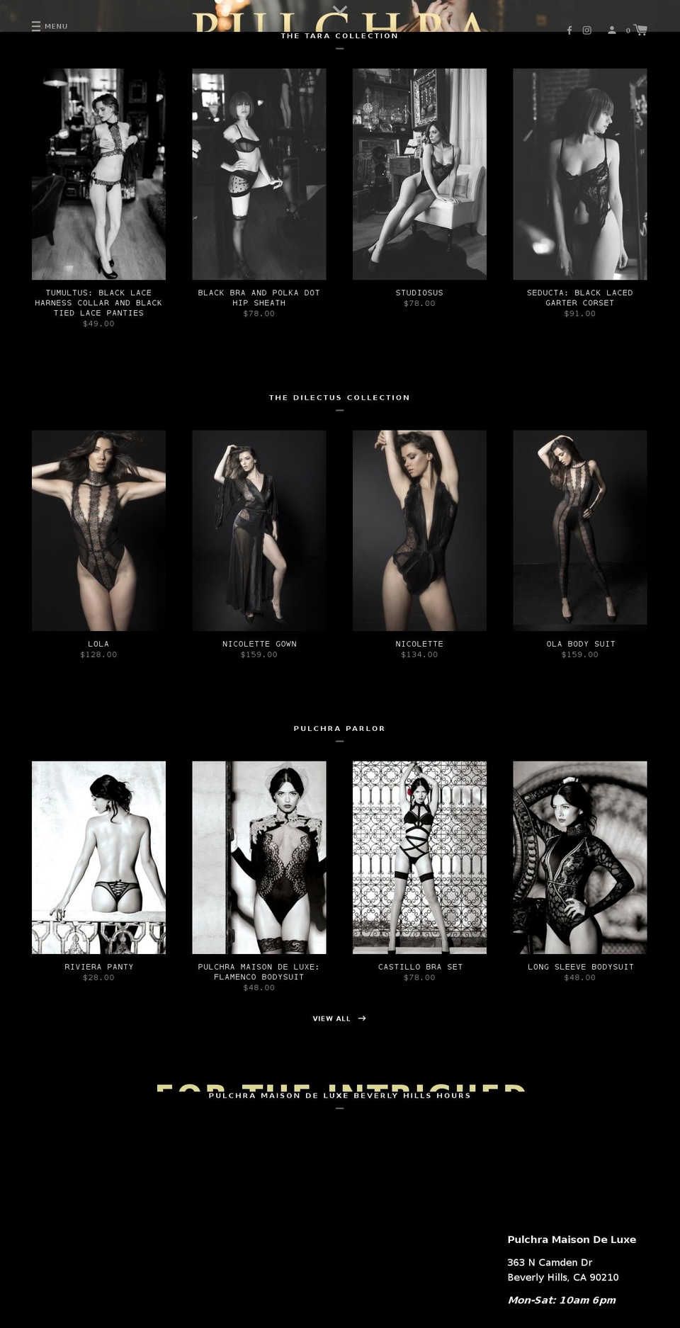 pulchraintimates.com shopify website screenshot