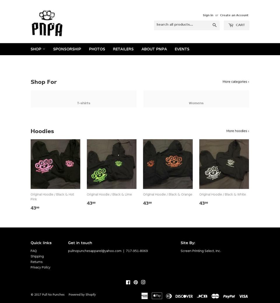 pullnopunchesapparel.com shopify website screenshot