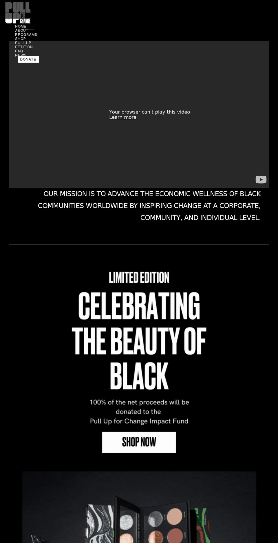 pullupforchange.org shopify website screenshot