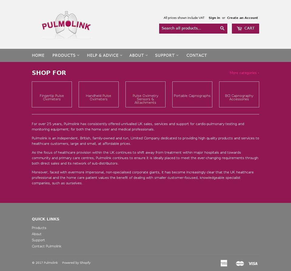 pulmolink.co.uk shopify website screenshot