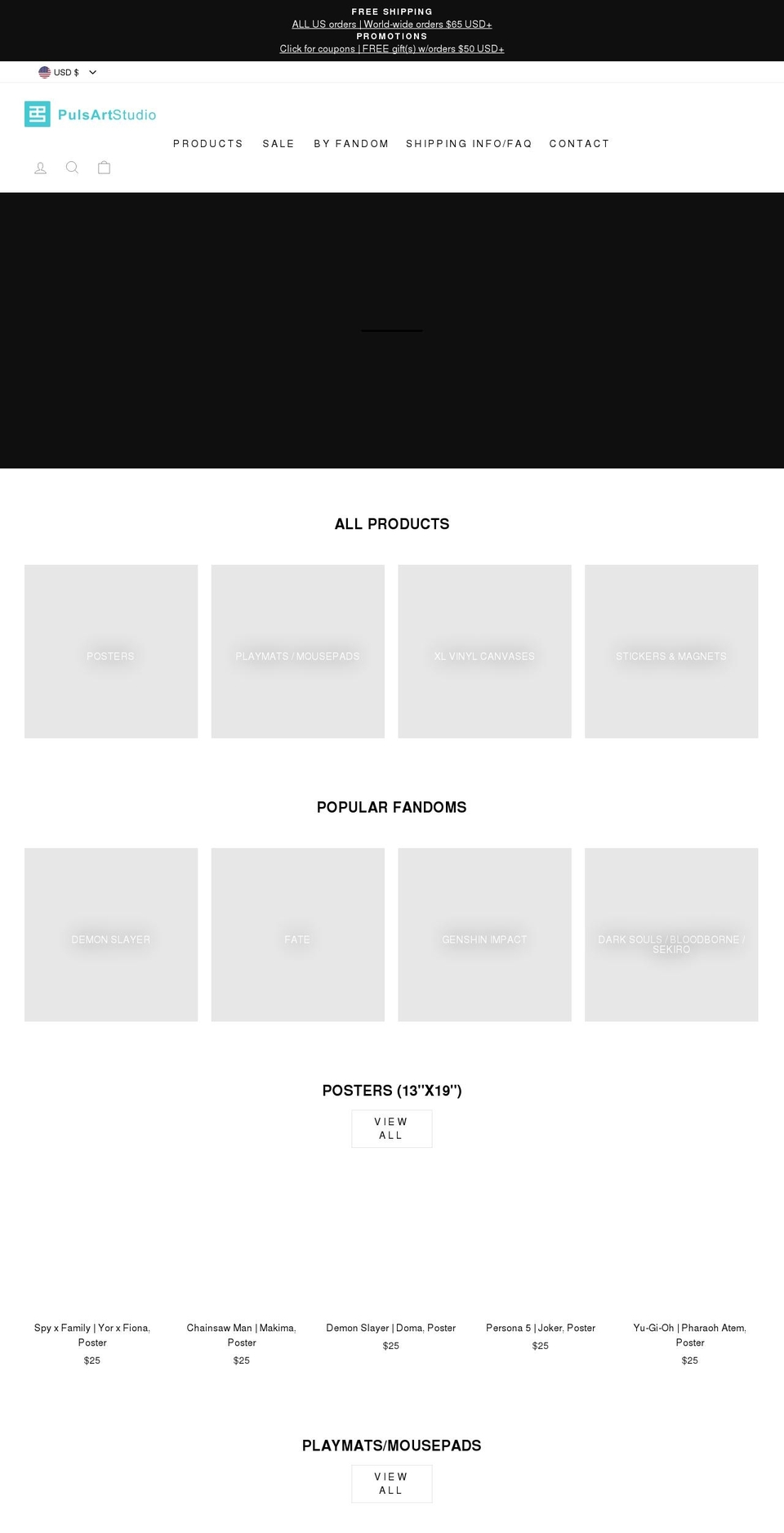 pulsartstudio.com shopify website screenshot