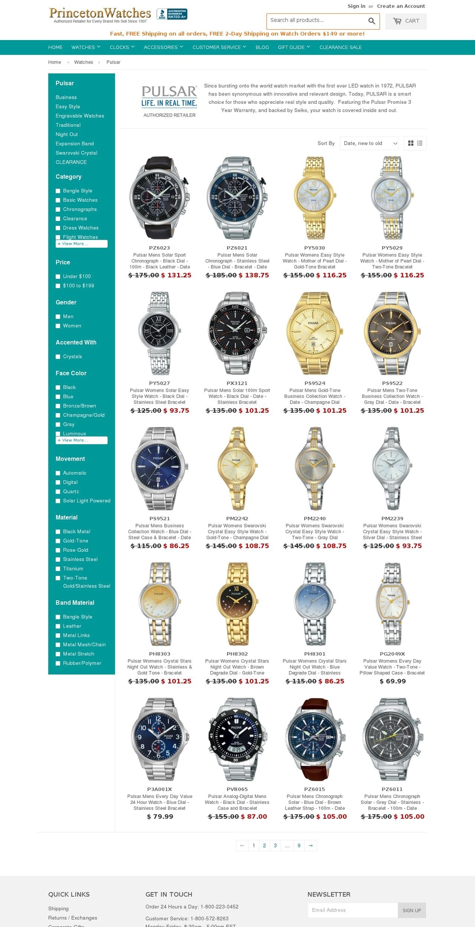 pulsarwatch.com shopify website screenshot
