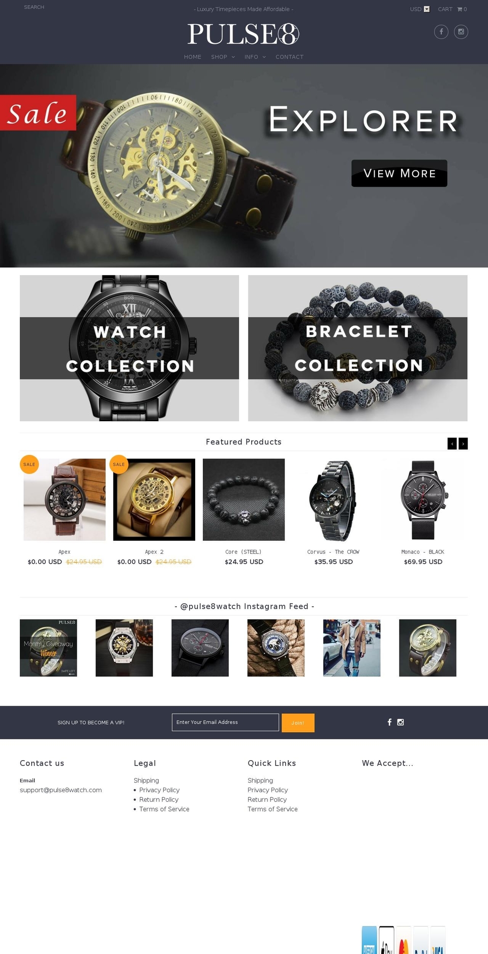 pulse8watch.com shopify website screenshot