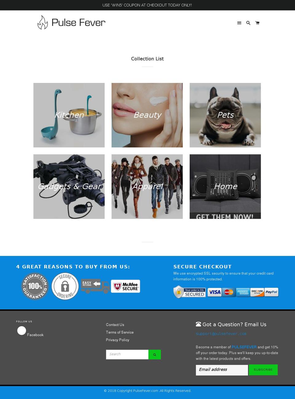 pulsefever.com shopify website screenshot