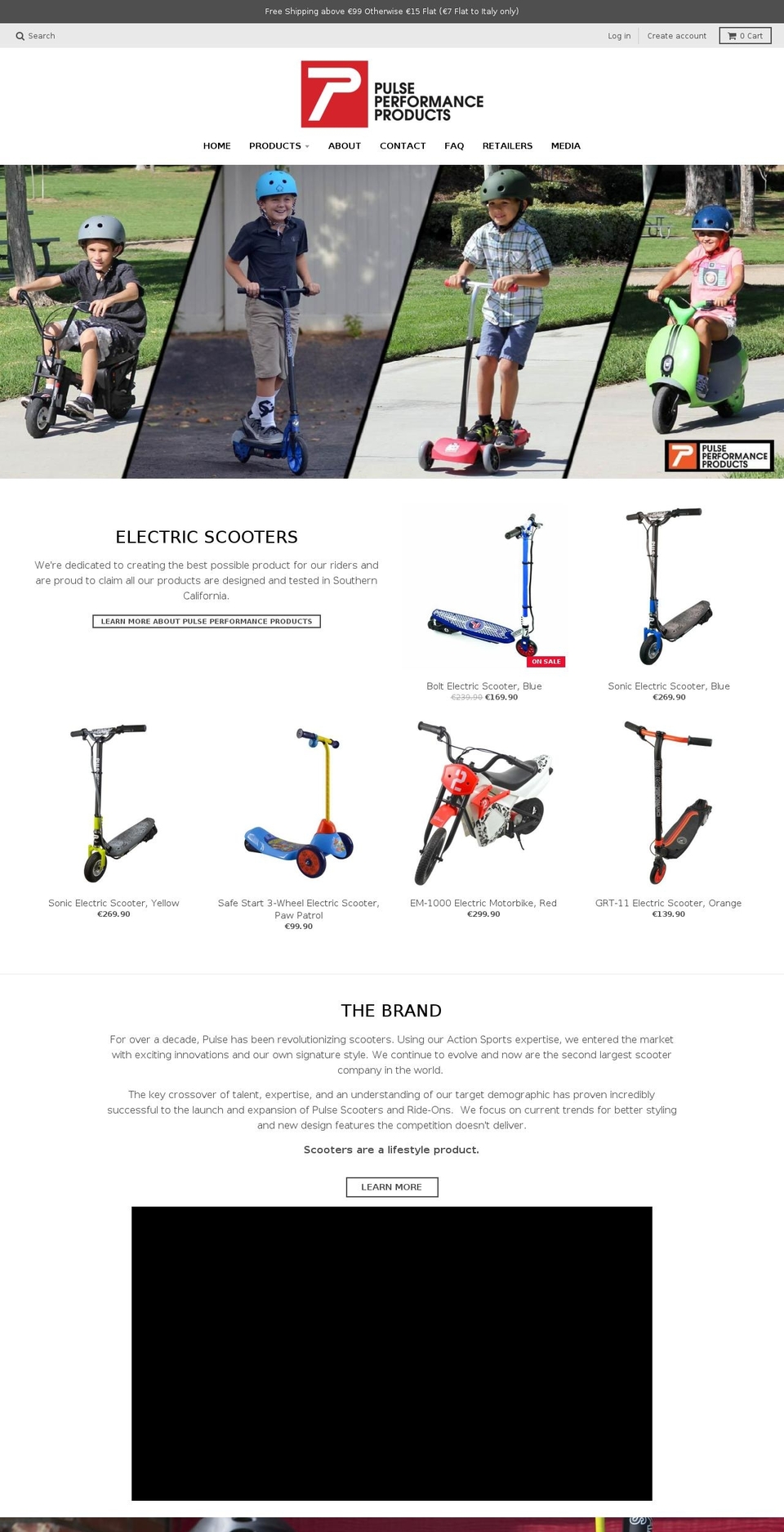 pulsescooters.eu shopify website screenshot