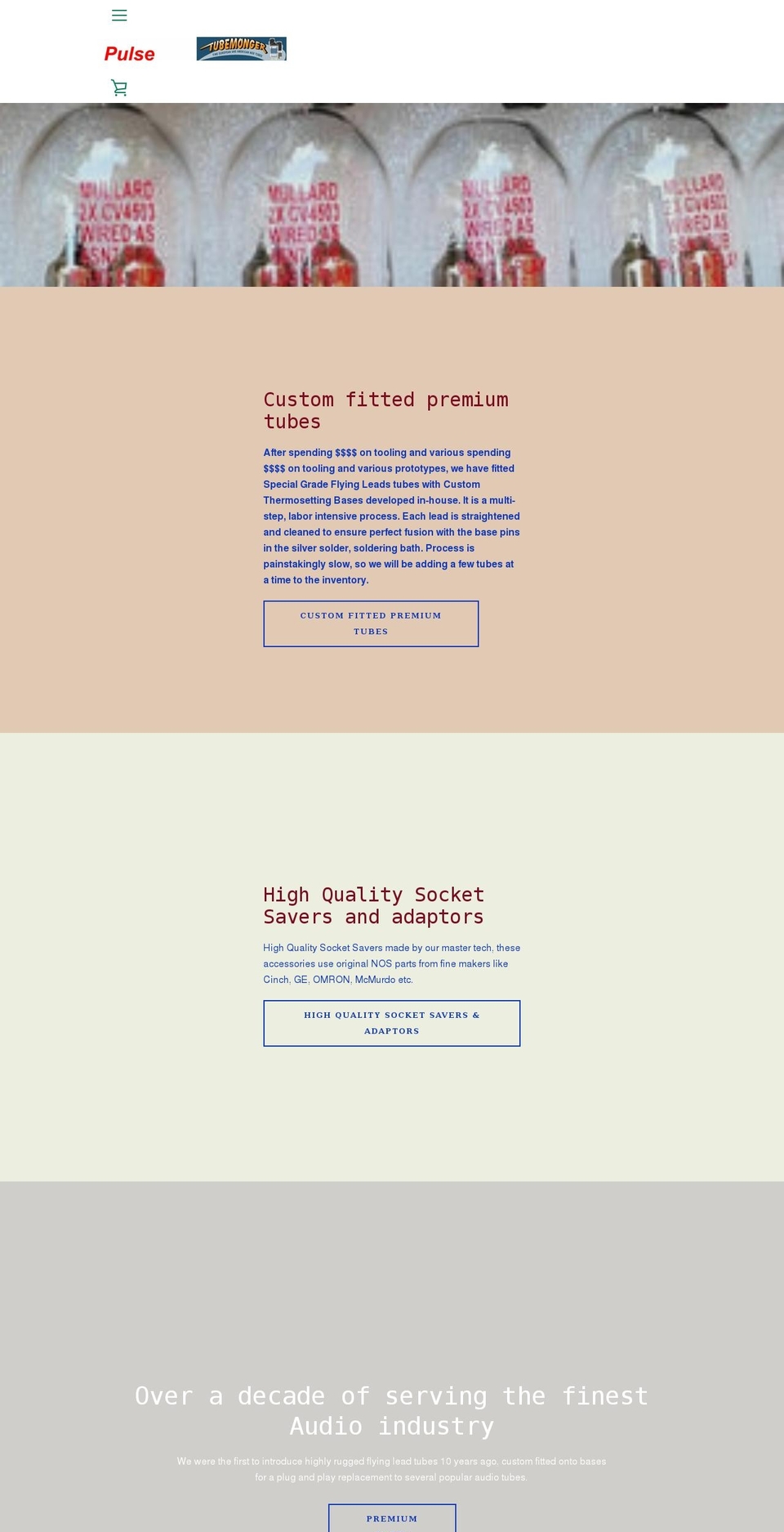 pulsetubestore.com shopify website screenshot