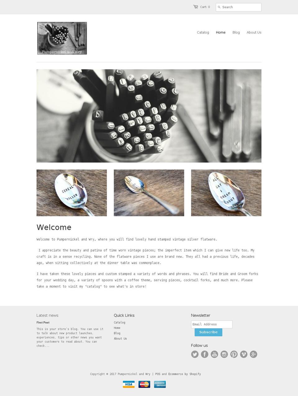 pumpernickelandwry.com shopify website screenshot