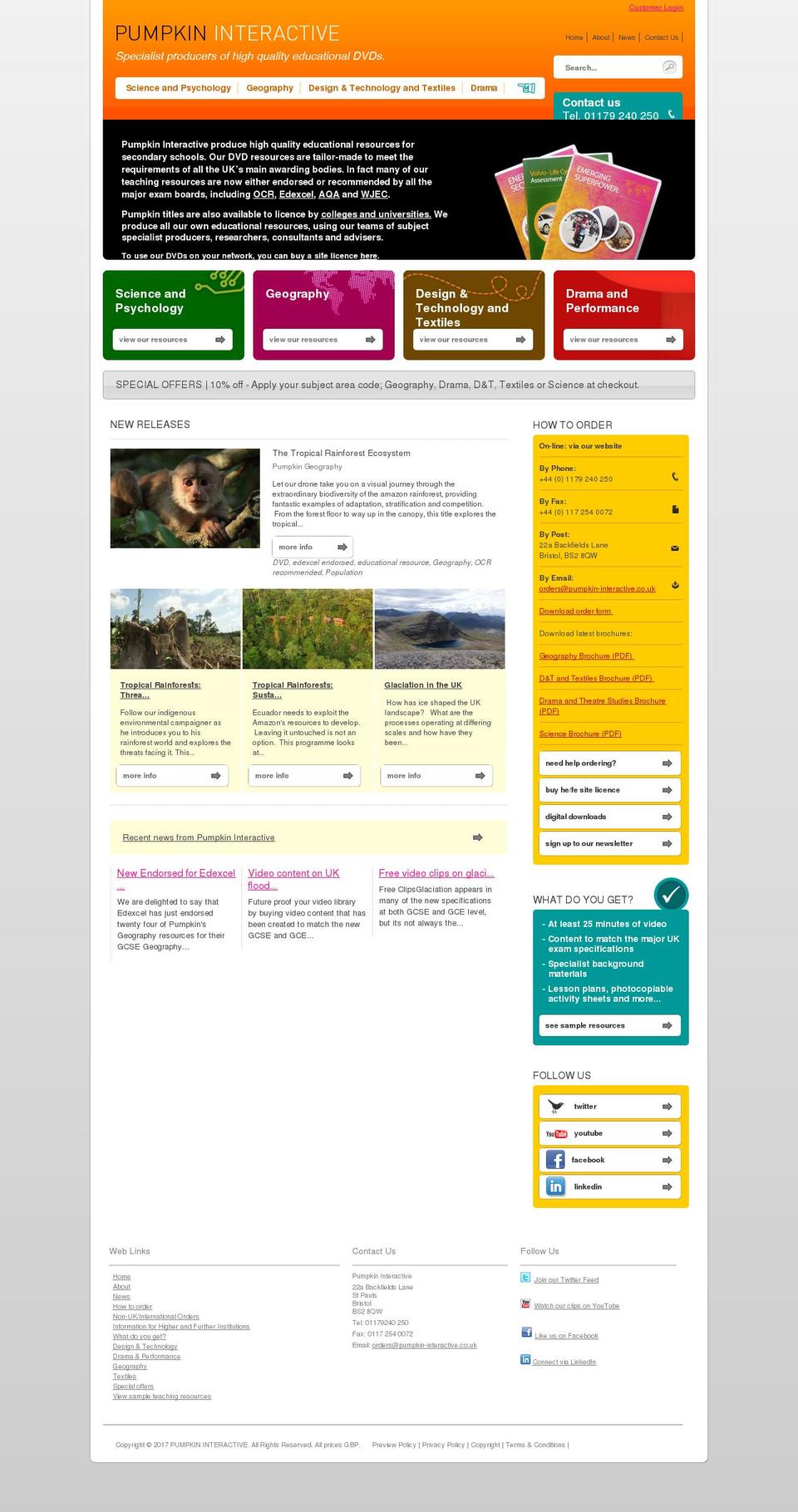 pumpkin-interactive.co.uk shopify website screenshot