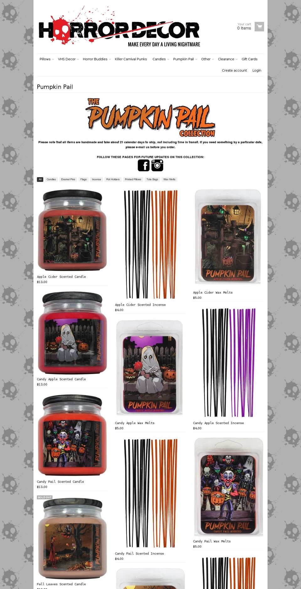 pumpkinpail.net shopify website screenshot
