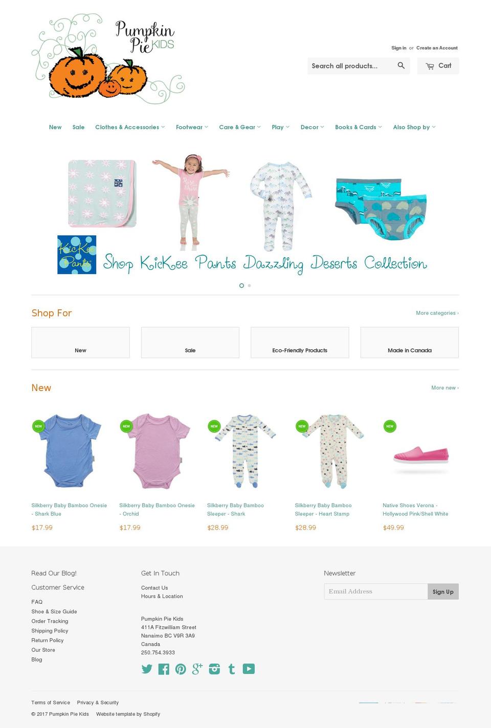 pumpkinpiekids.com shopify website screenshot