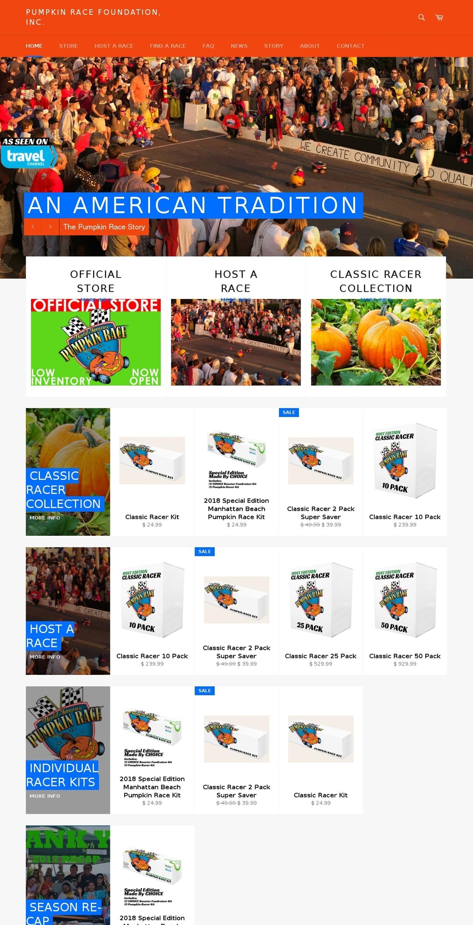 pumpkinrace.org shopify website screenshot