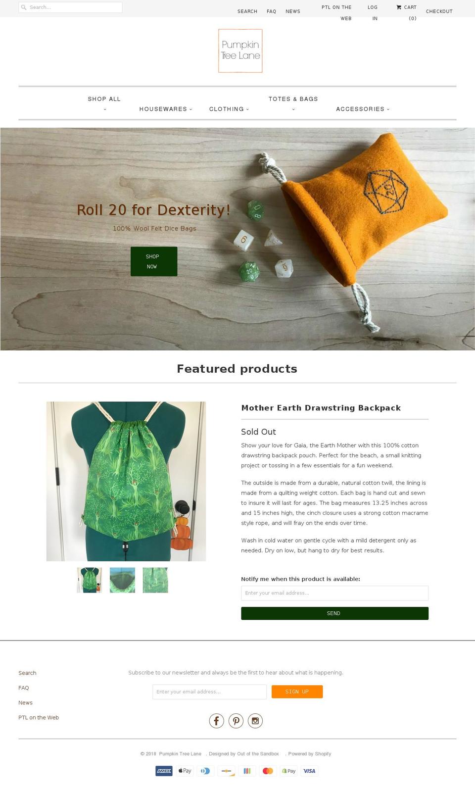 pumpkintreelane.com shopify website screenshot