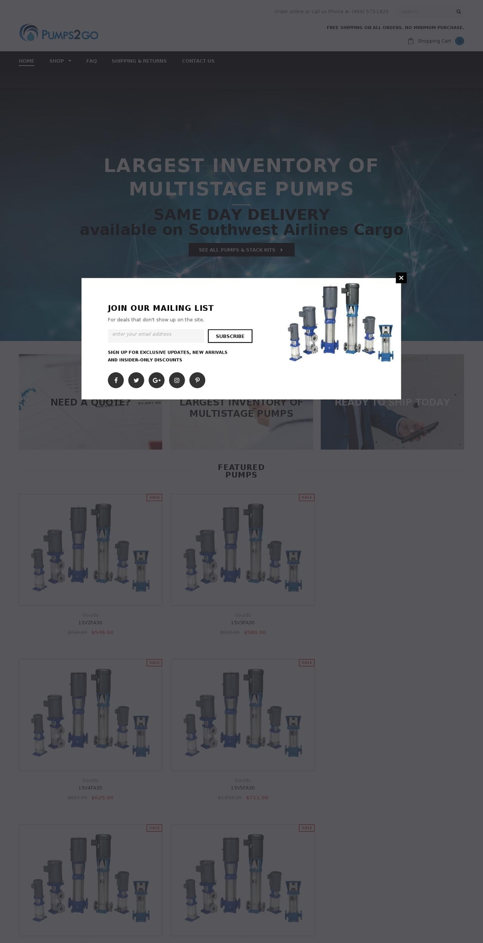 pumps2go.com shopify website screenshot