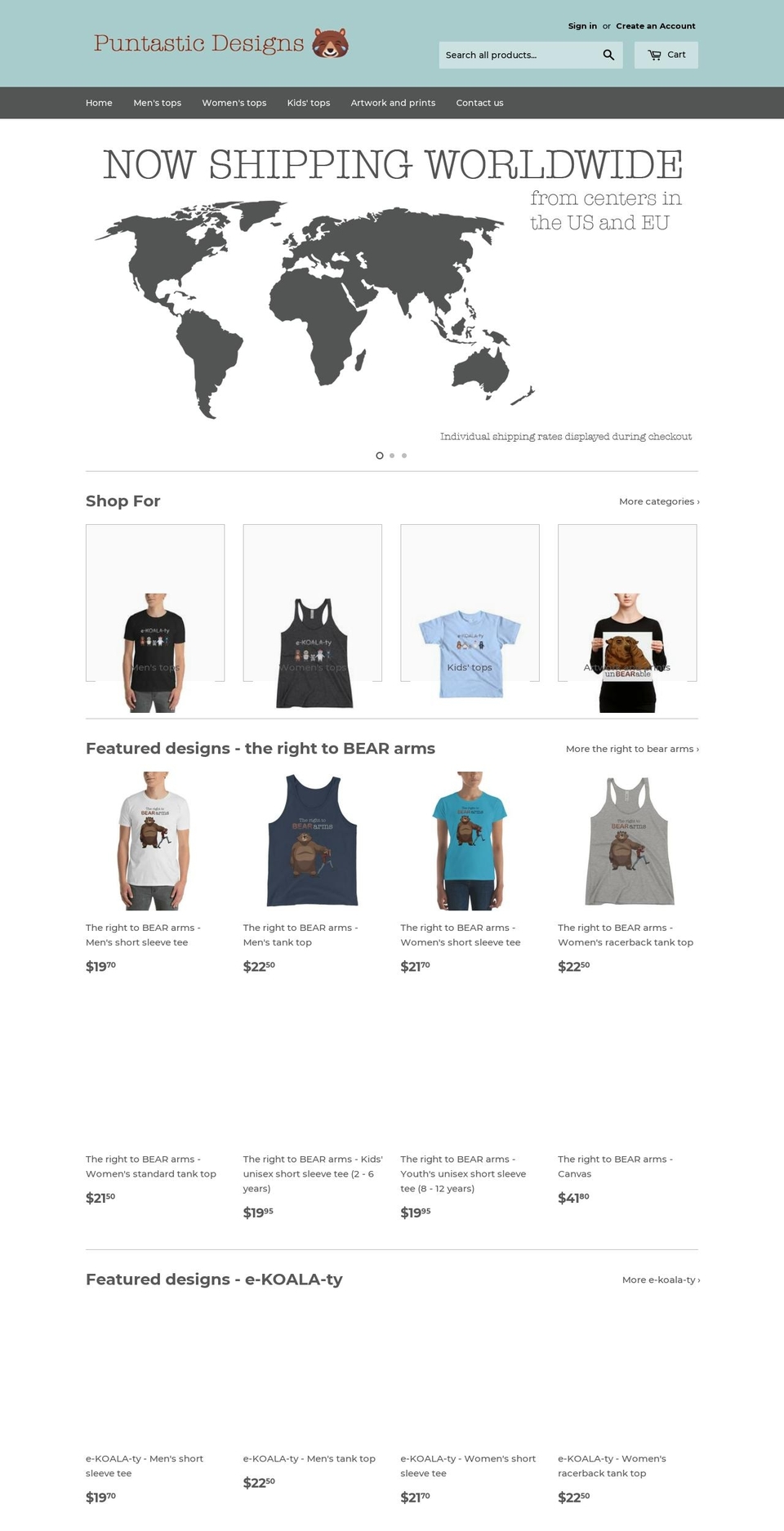 pun-tastic.com — Shopify storefront screenshot
