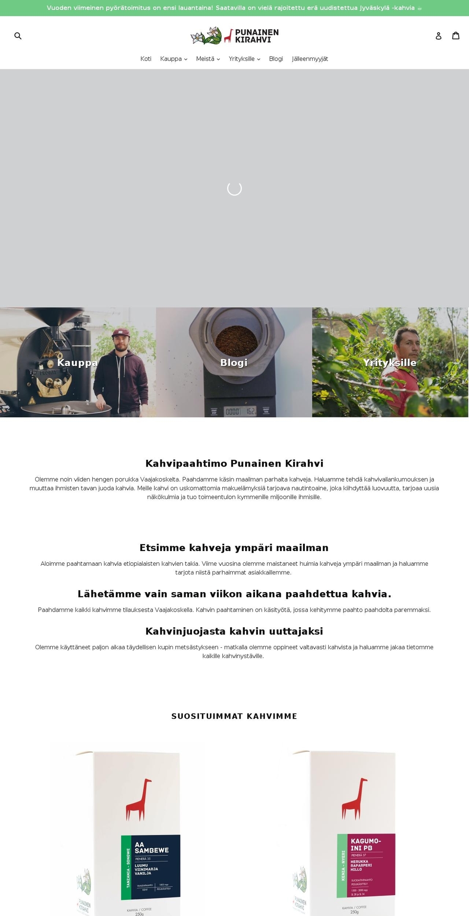 punainenkirahvi.fi shopify website screenshot