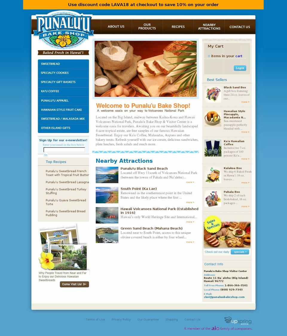punaluubakeshop.com — Shopify storefront screenshot