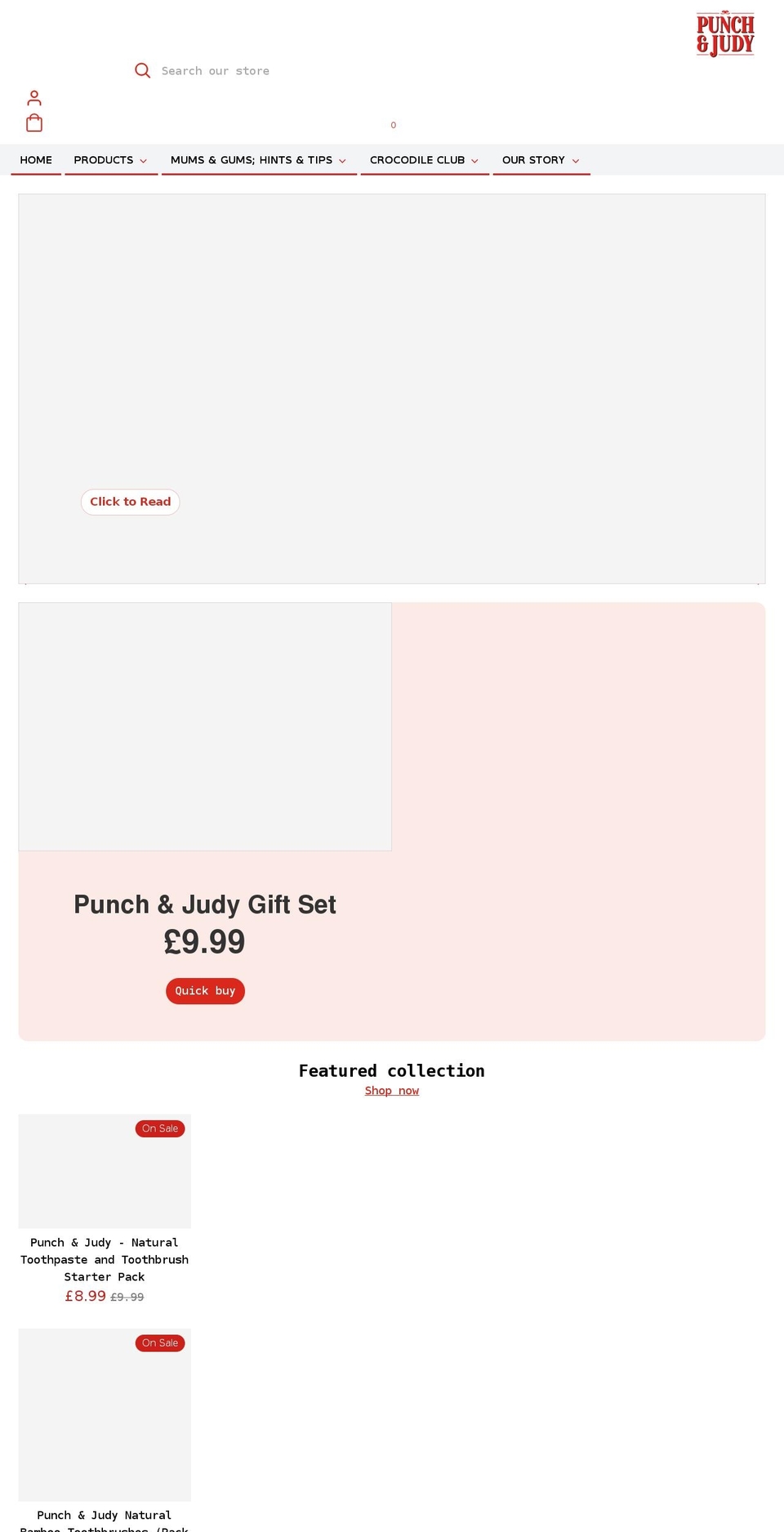 punchandjudykids.co.uk shopify website screenshot