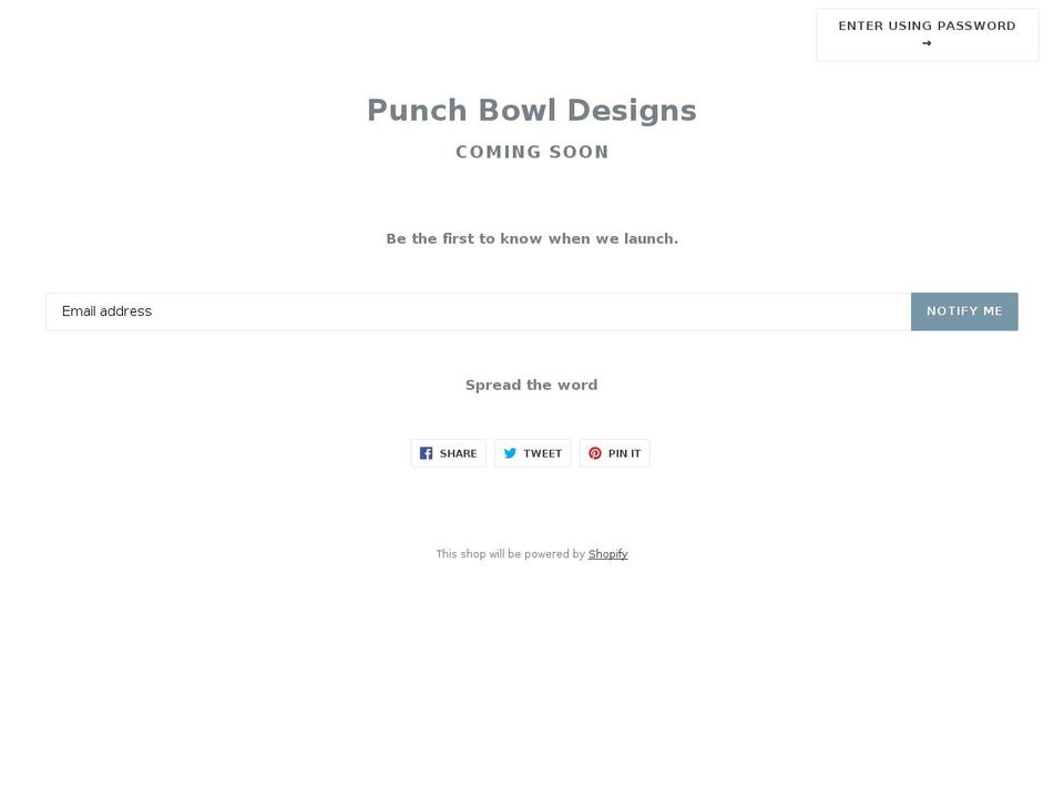 punchbowldesigns.com shopify website screenshot