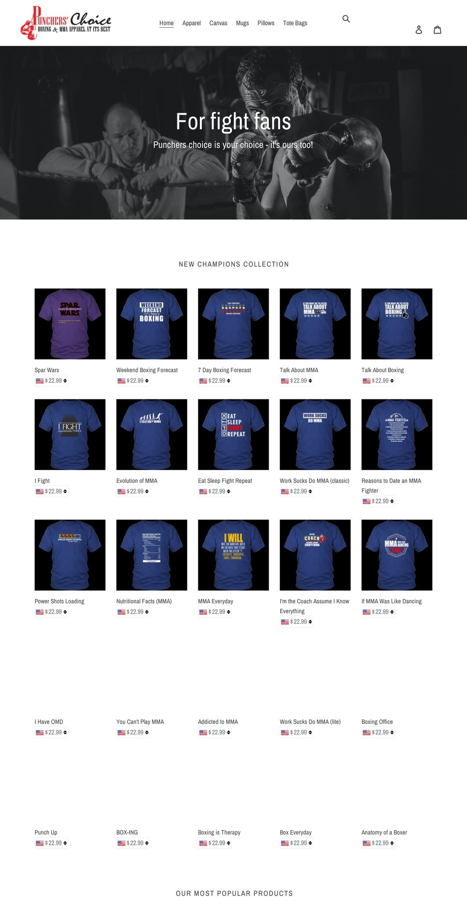 puncherschoice.com shopify website screenshot